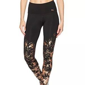 Brand New Puma Women's Black and Metallic Gold Leggings